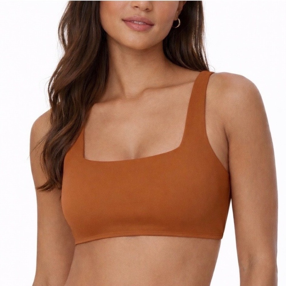 NWOT Andie Swim Barbados Top In Chestnut Twist‎ Back Detail Square Neck XS/S